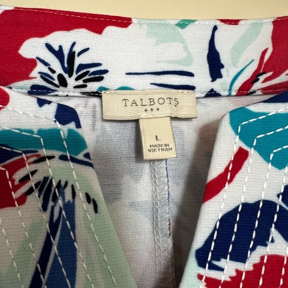 Talbots Abstract Floral V-Neck Sleeveless Multicolor Summer Dress Size Large - Picture 3 of 5